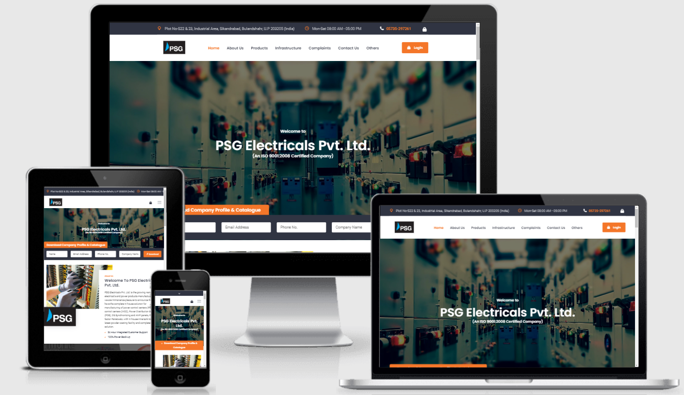 PSG ELECTRICALS PVT. LTD. WEBSITE & ADMIN DASHBOARD preview